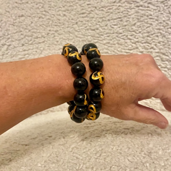 Natural black Obsidian  bracelets from Bali - Picture 4 of 4